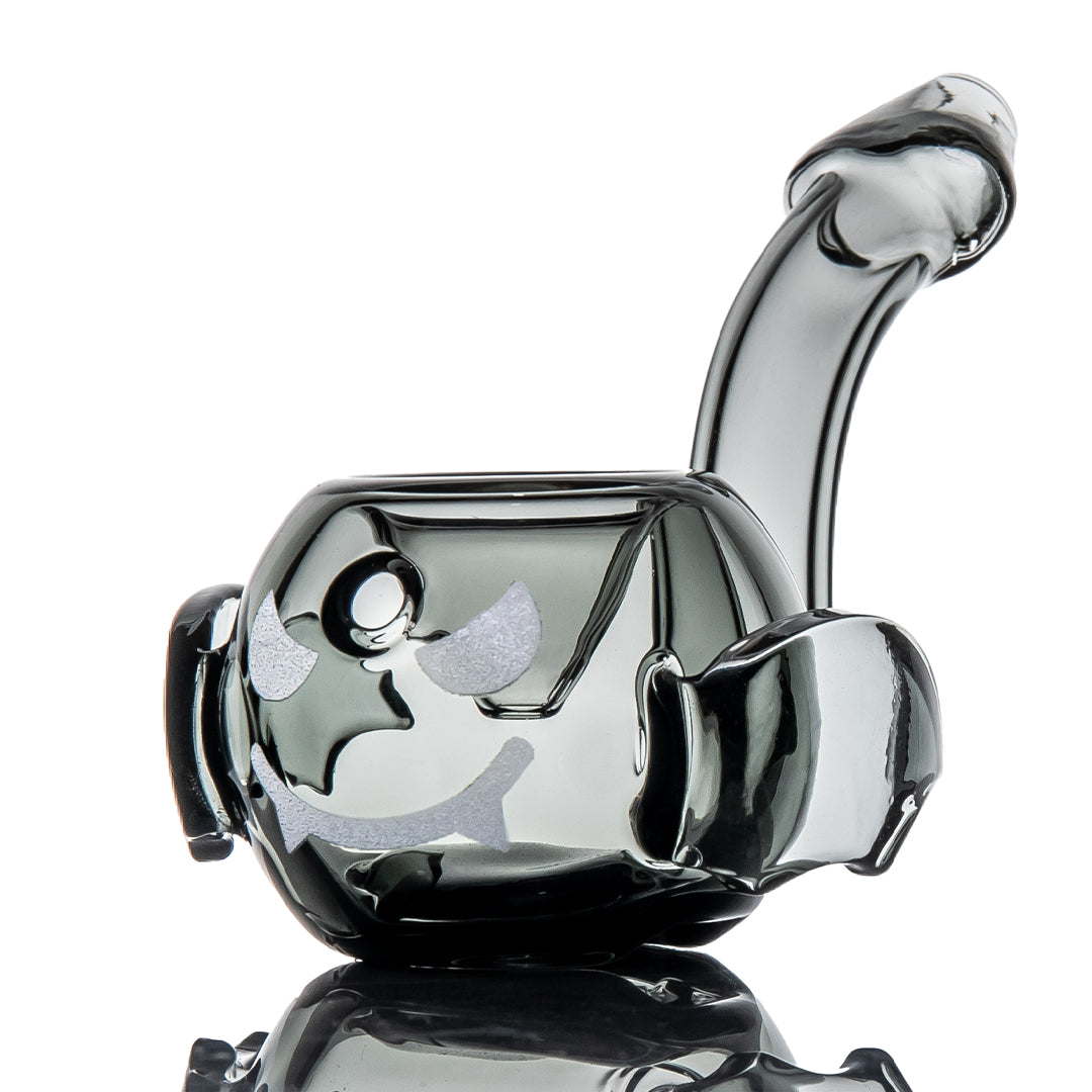 MJ Arsenal Bud-Sucker Hand Pipe, smoke grey glass hand pipe shaped like a bat with folded wings
