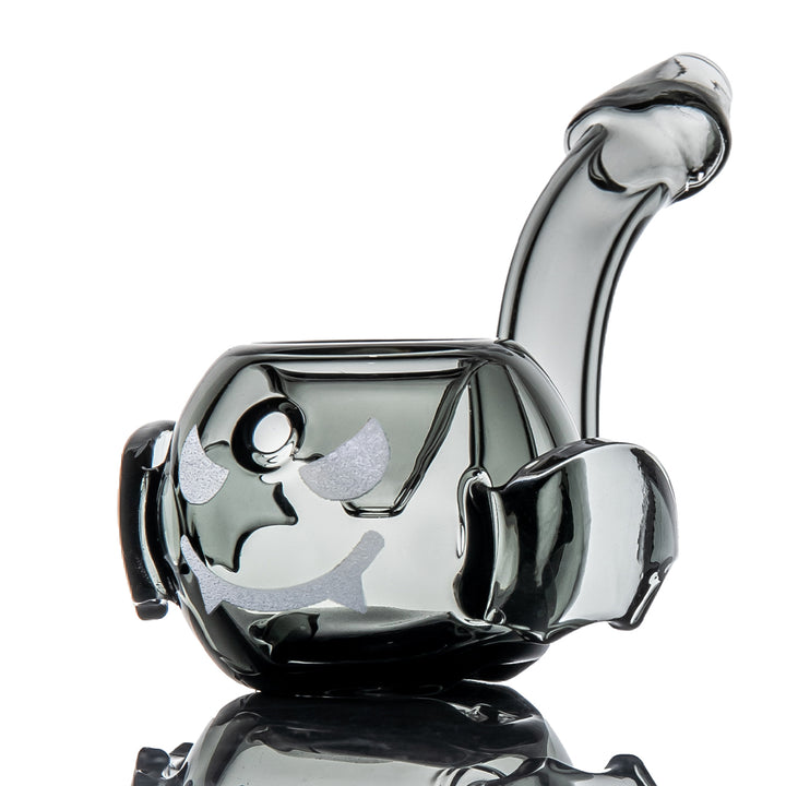 MJ Arsenal Bud-Sucker Hand Pipe, smoke grey glass hand pipe shaped like a bat with folded wings