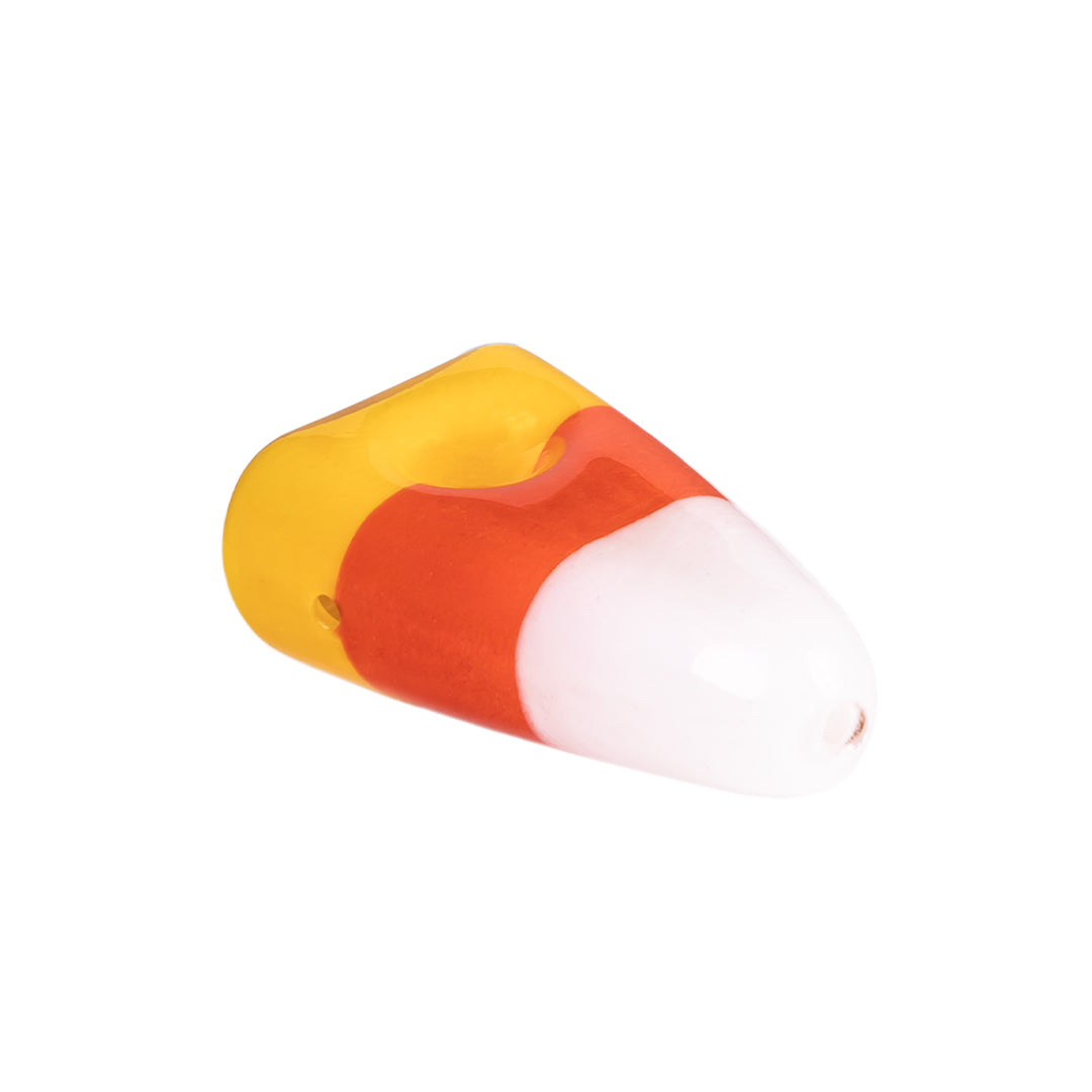 Top view of MJ Arsenal Candy Corn Pipe highlighting 20mm bowl and candy corn layered color design