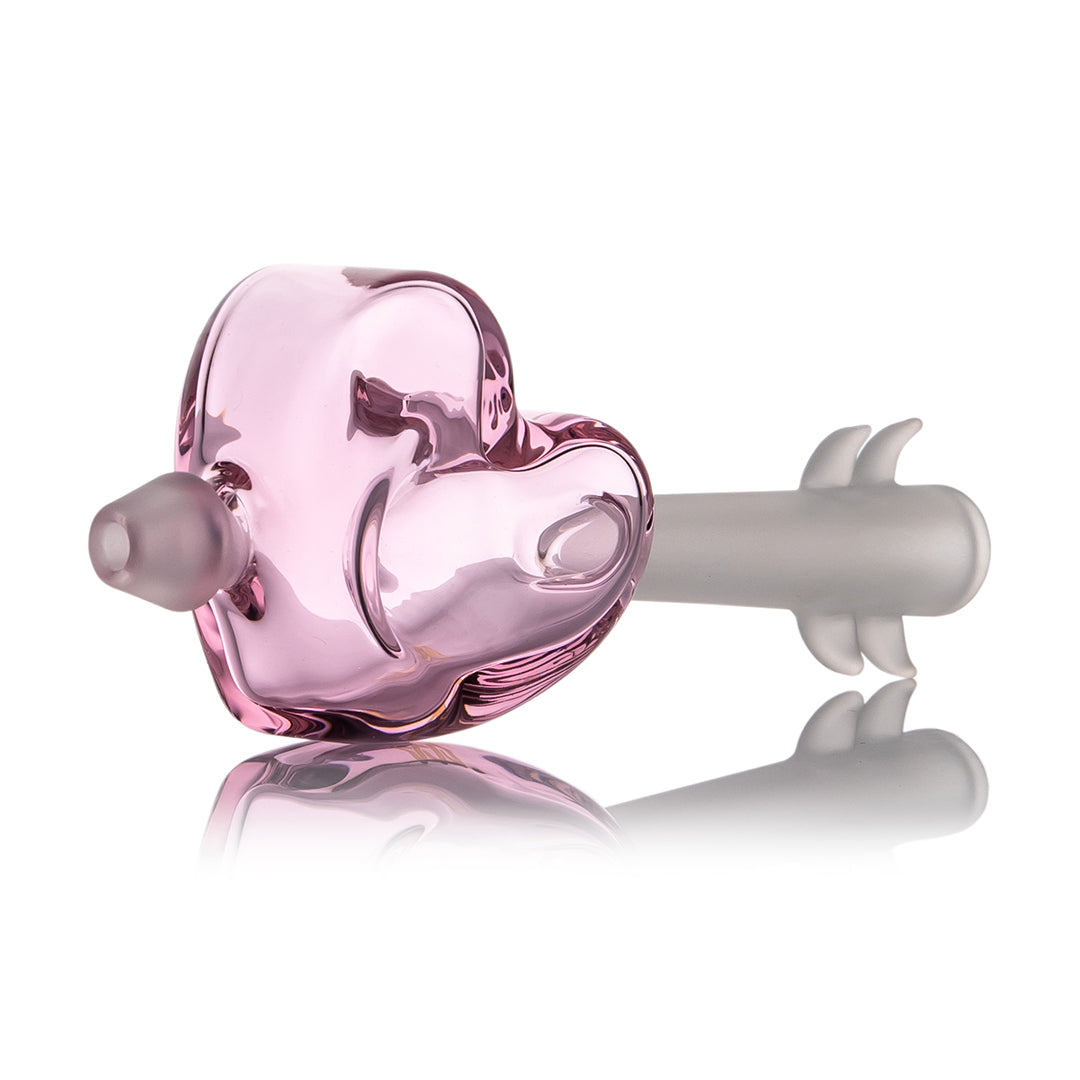 MJ Arsenal Cupid's Bowl Pipe — heart-themed glass hand pipe, hero shot