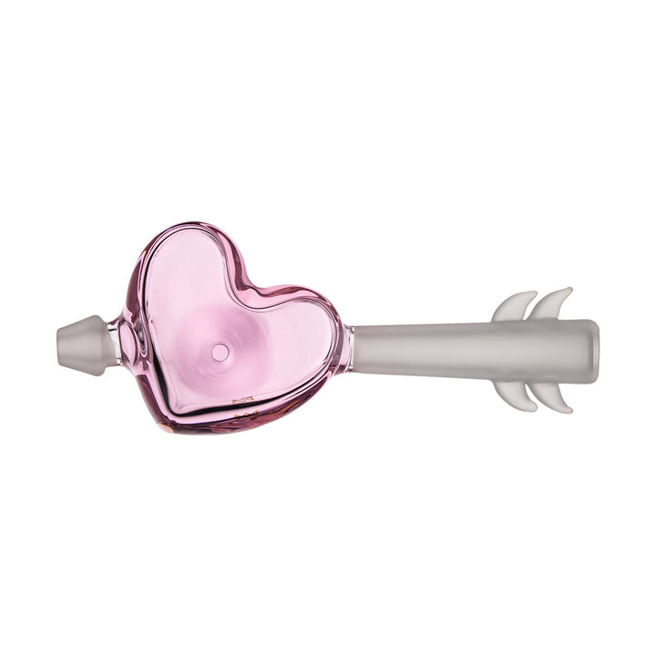 MJ Arsenal Cupid's Bowl Pipe — heart-themed glass hand pipe, alternate angle