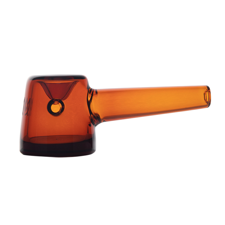 MJ Arsenal Deco Hand Pipe in Amber — 4-inch borosilicate glass dry pipe with art-deco profile and 8mm thick base