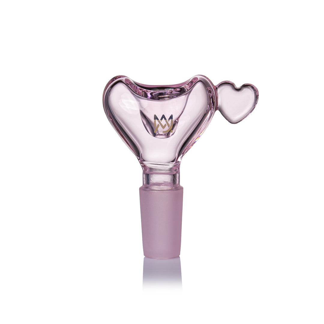 MJ Arsenal Evermore heart-shaped flower bowl close-up highlighting the sculpted heart design and 14mm joint size