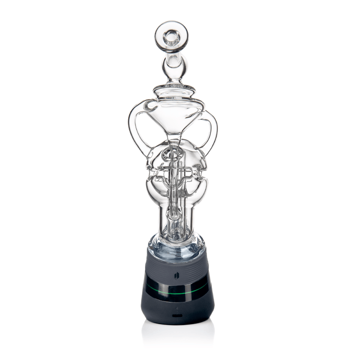 MJ Arsenal Fabcycler Puffco Peak Top — fab egg recycler glass top for Puffco Peak, alternate angle