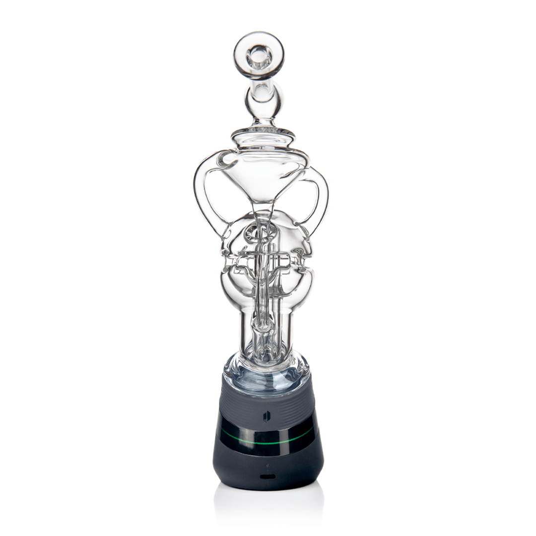 MJ Arsenal Fabcycler Puffco Peak Top — fab egg recycler glass top for Puffco Peak, alternate angle