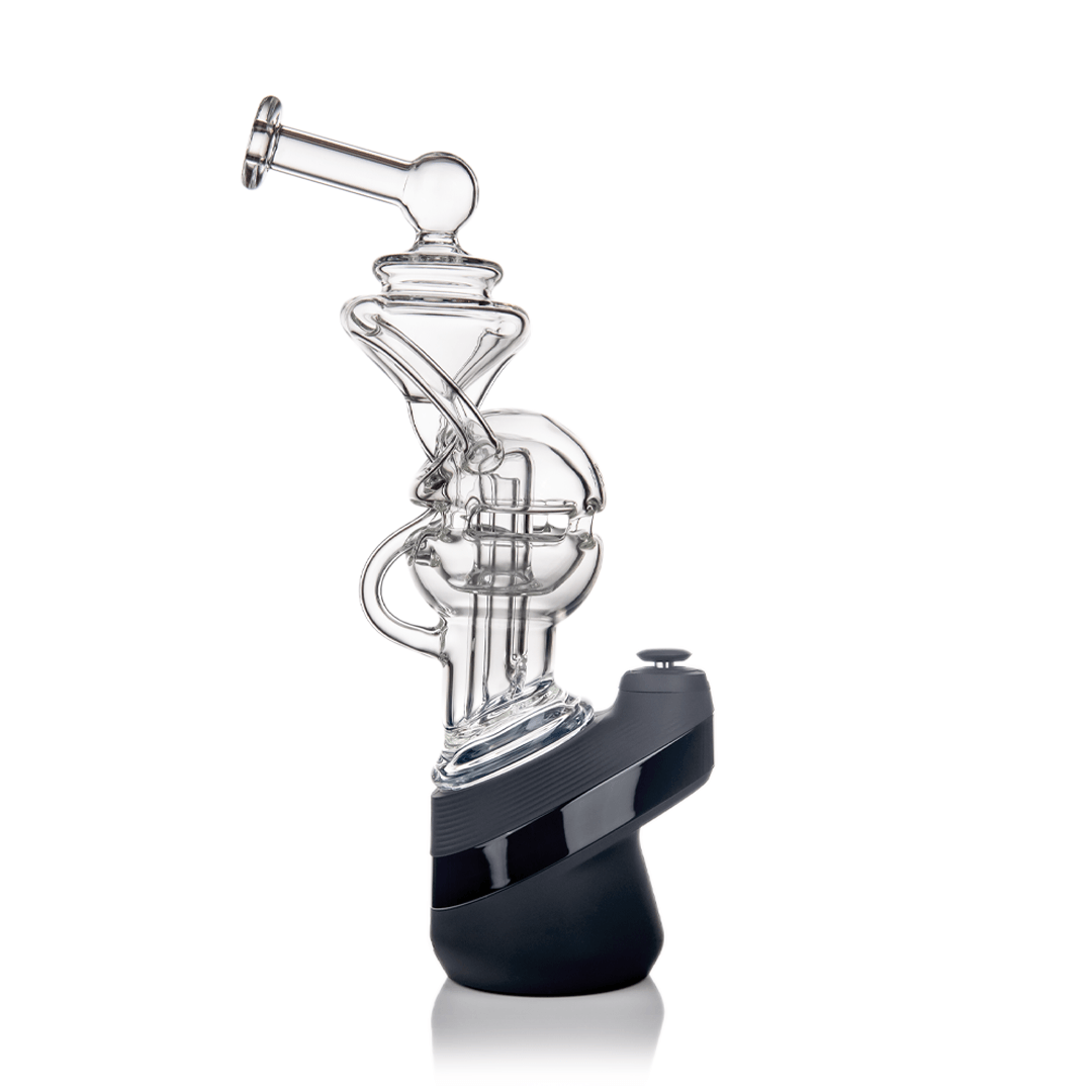 MJ Arsenal Fabcycler Puffco Peak Top — fab egg recycler glass top for Puffco Peak, angled view