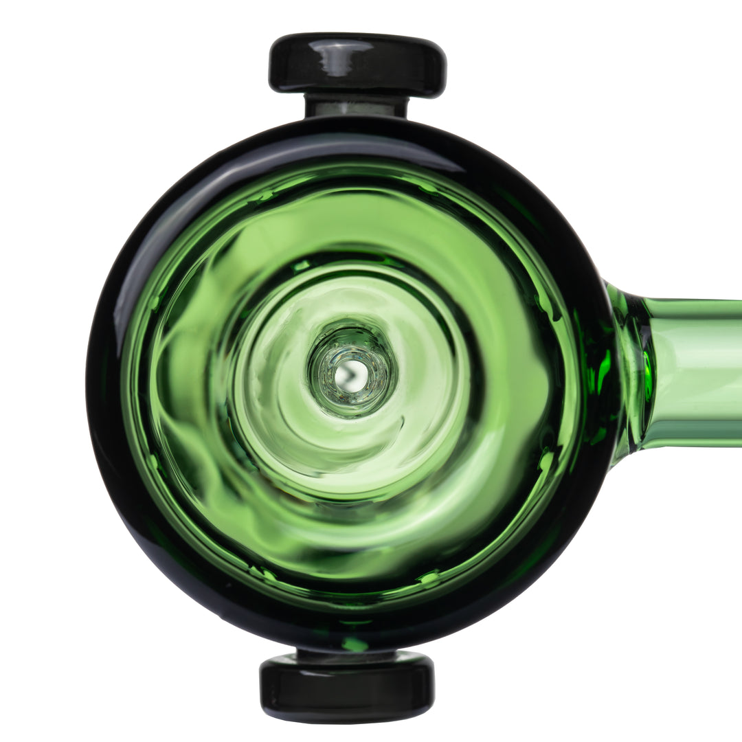 MJ Arsenal Frankenbubbler from directly above, looking into the bowl with a black bolt on each side