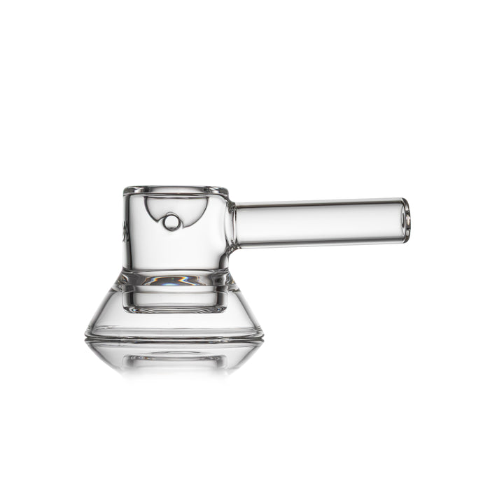 MJ Arsenal Grotto Hand Pipe in Clear — 4.5-inch borosilicate glass dry pipe with hollow-bottom base