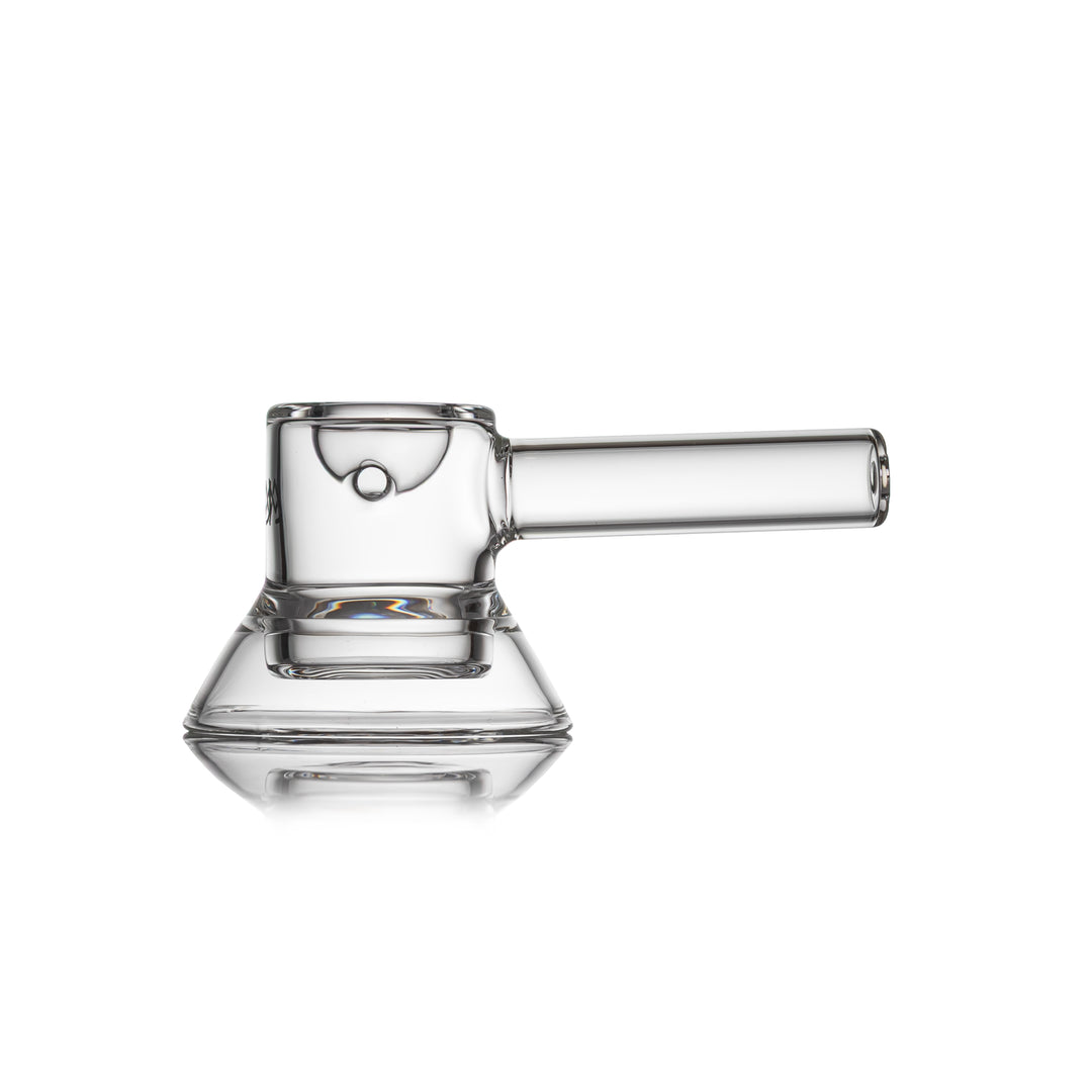 MJ Arsenal Grotto Hand Pipe in Clear — 4.5-inch borosilicate glass dry pipe with hollow-bottom base