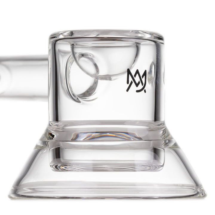 MJ Arsenal Grotto Hand Pipe — close-up of the MJ Arsenal logo confirming authentic branded glass