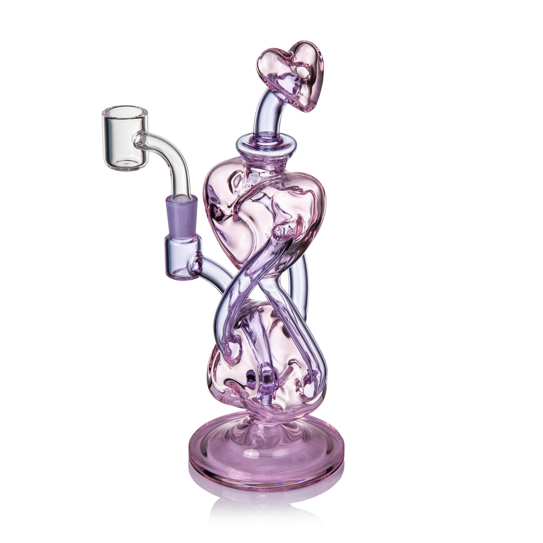 MJ Arsenal H2H Heart-2-Heart dab rig with quartz banger attached showing ready-to-use dab setup