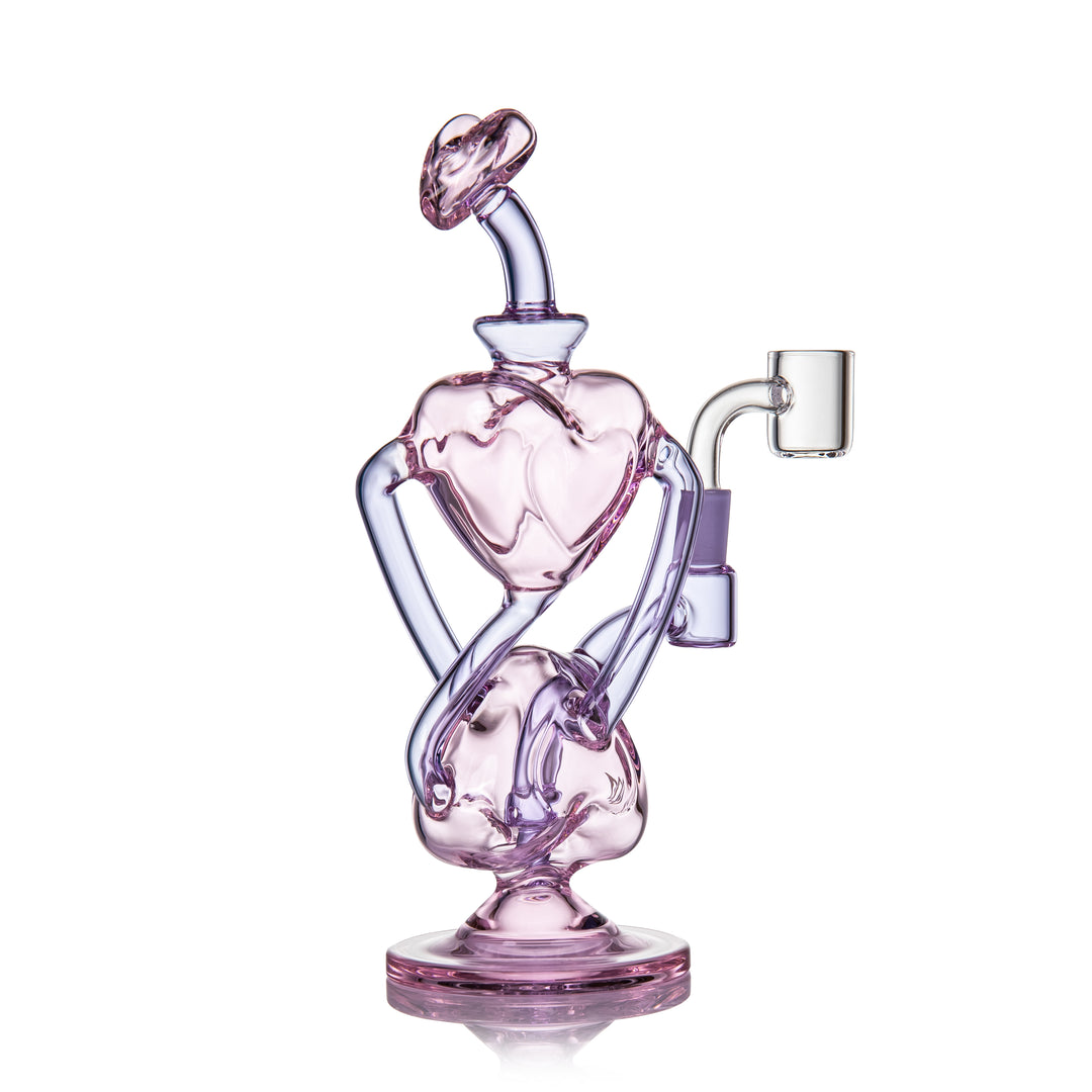 MJ Arsenal H2H Heart-2-Heart dab rig rear angle showing recycler loop connections and airflow path