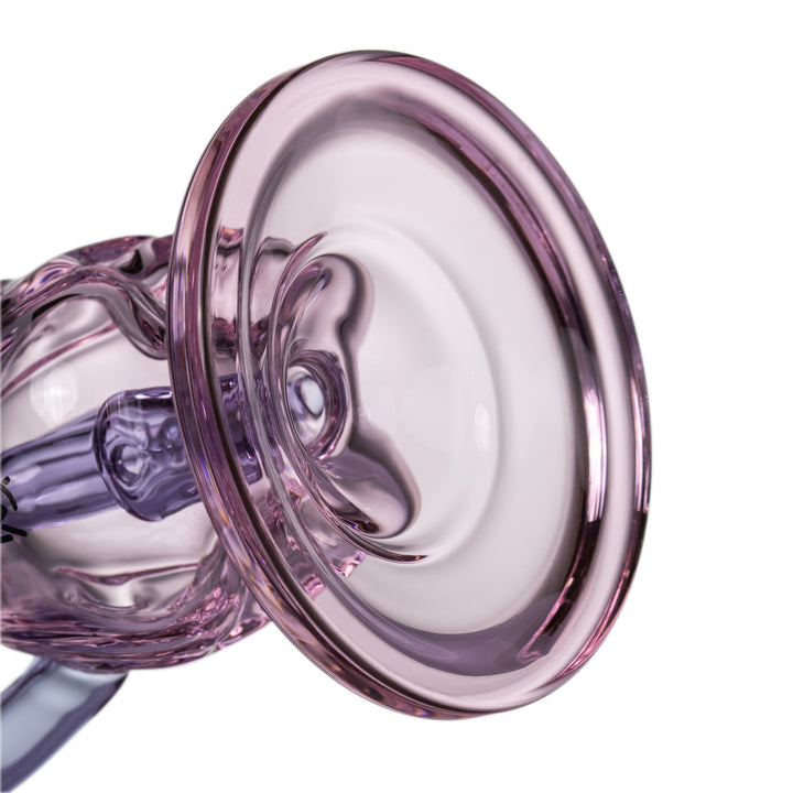 MJ Arsenal H2H Heart-2-Heart dab rig extreme close-up of the base showing the perc and the borosilicate glass clarity