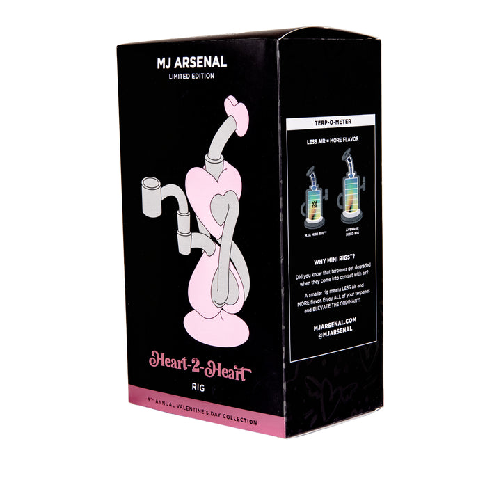 MJ Arsenal H2H Heart-2-Heart Dab Rig Set retail packaging front showing MJ Arsenal branding and contents