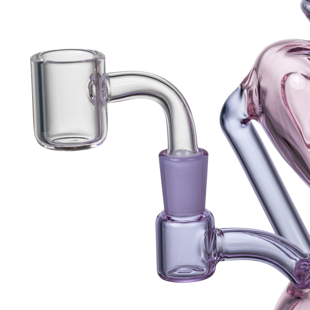 MJ Arsenal H2H Heart-2-Heart dab rig close-up of quartz banger connection and reinforced joint welds