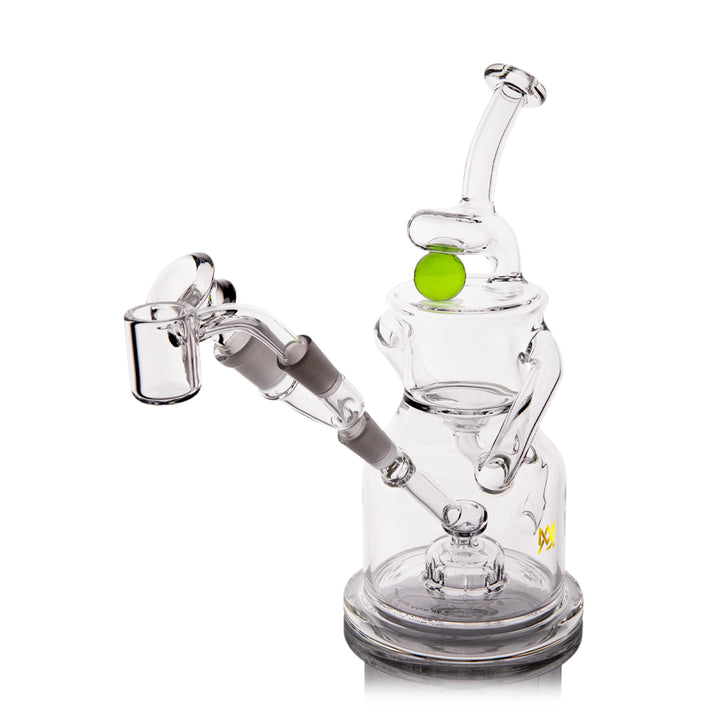 MJ Arsenal iLL-ien Dab Rig, Adam iLL collab recycler glass rig with green accent, hero shot