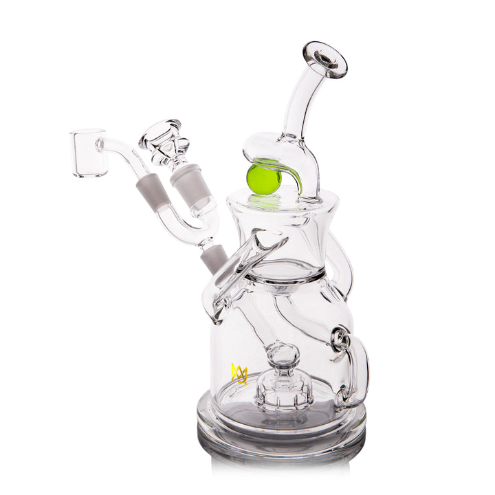MJ Arsenal iLL-ien Dab Rig, Adam iLL collab angled view glass body and perc base