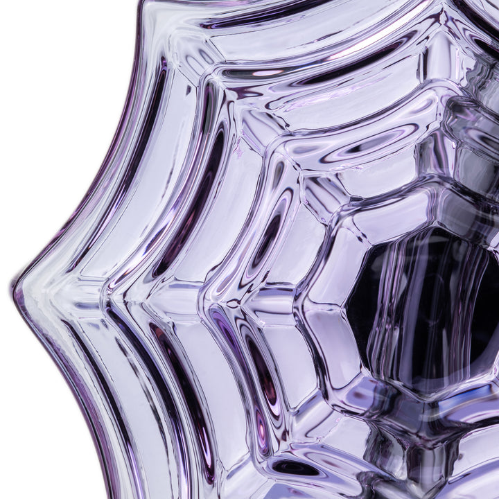Close-up of the scalloped edge of the Nightcrawler Mini Dab Rig purple spiderweb body