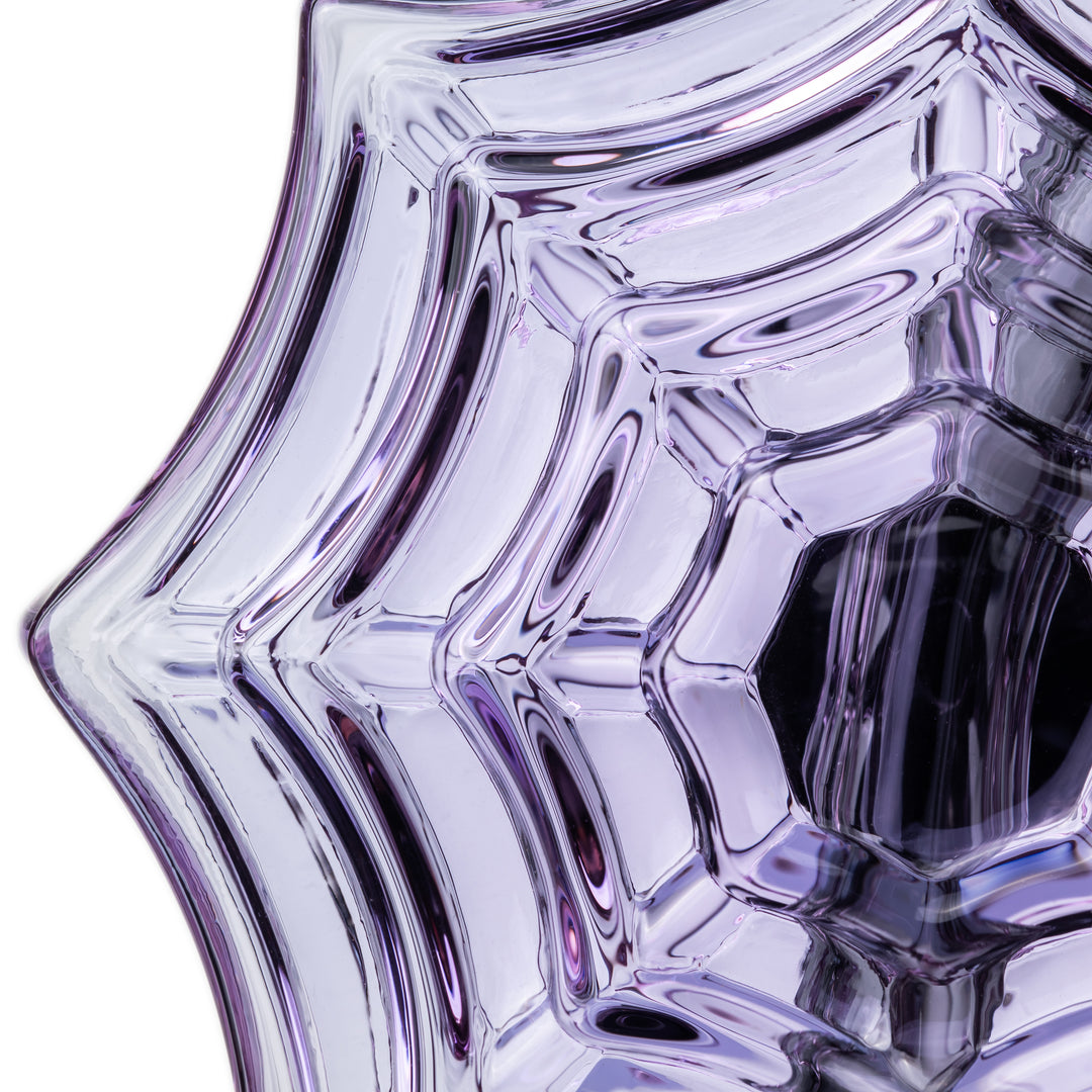 Close-up of the scalloped edge of the Nightcrawler Mini Dab Rig purple spiderweb body