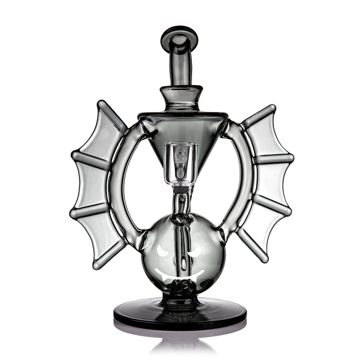 MJ Arsenal Nocturne Mini Dab Rig — glow-in-the-dark bat recycler, alternate angle