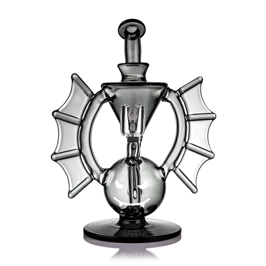 MJ Arsenal Nocturne Mini Dab Rig — glow-in-the-dark bat recycler, alternate angle