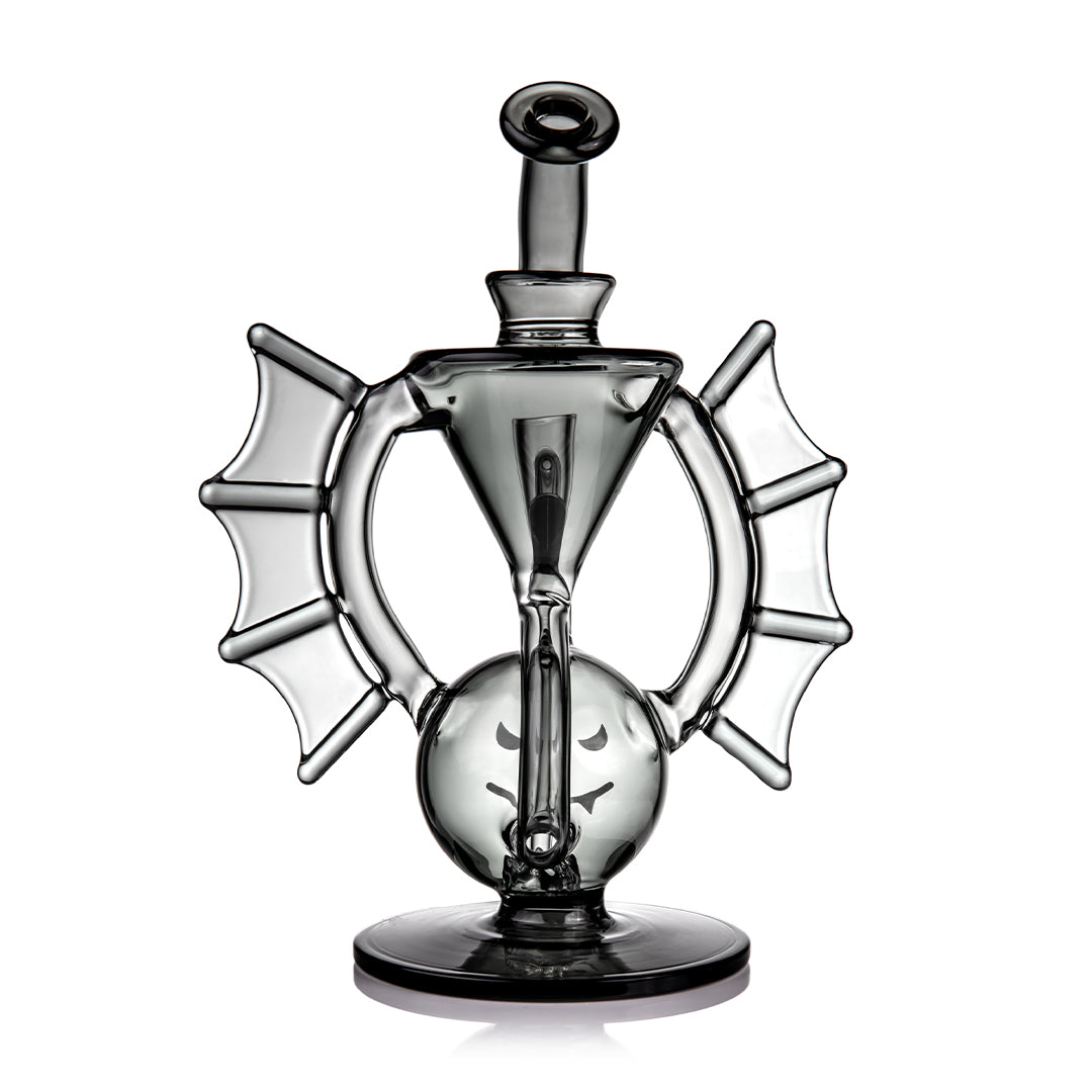 MJ Arsenal Nocturne Mini Dab Rig — glow-in-the-dark bat recycler, side profile