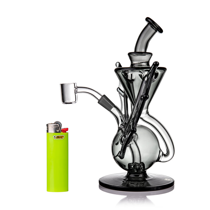 MJ Arsenal Nocturne Mini Dab Rig — glow-in-the-dark bat recycler, back view