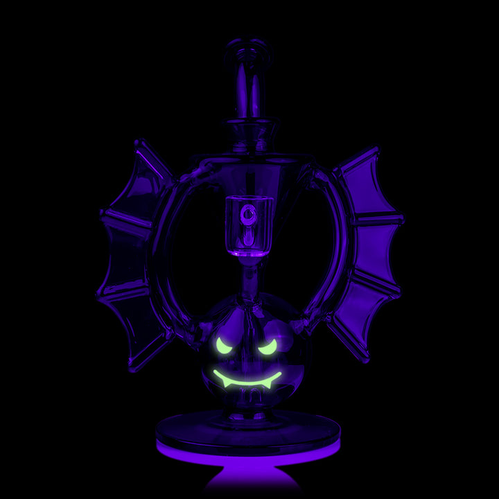 MJ Arsenal Nocturne Mini Dab Rig — glow-in-the-dark bat recycler, glow-in-the-dark view