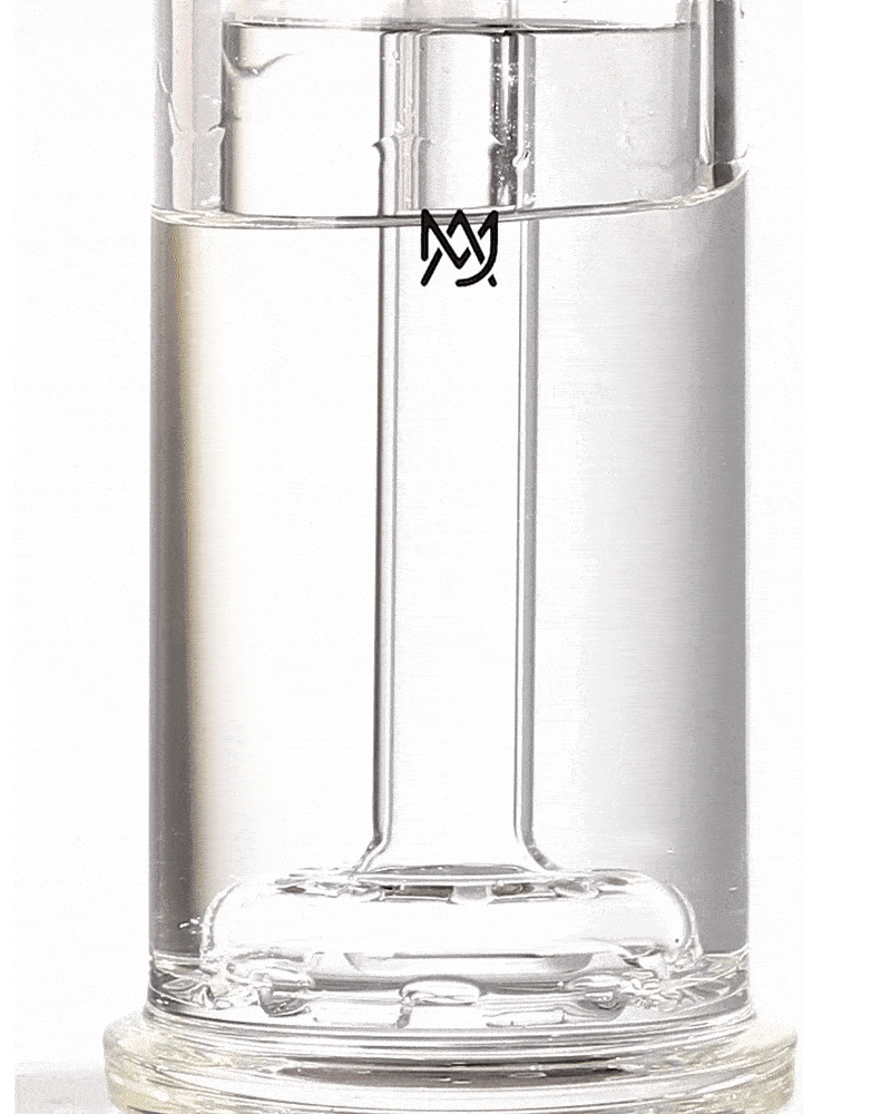MJ Arsenal Piston Gravity Bong bubbling through the disc perc on the delivery stroke.