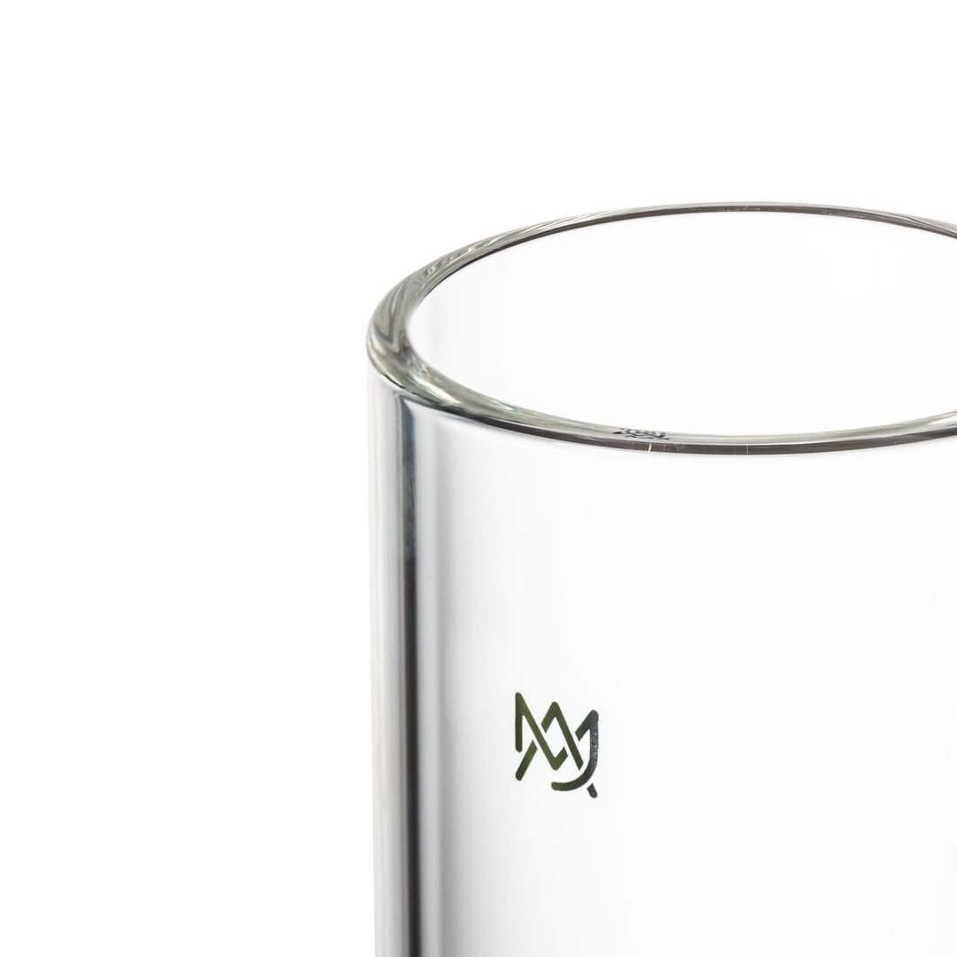 MJ Arsenal Piston Gravity Bong outer shell detail showing the borosilicate glass wall.