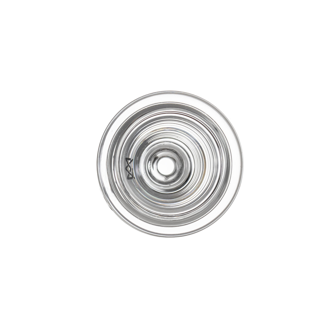 MJ Arsenal Piston Gravity Bong viewed from above, looking down into the mouthpiece opening.