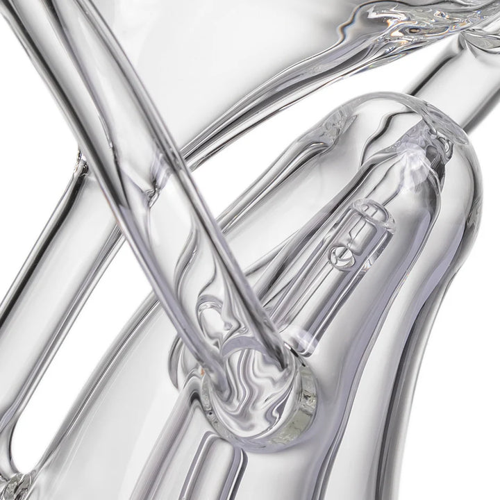MJ Arsenal Tempest recycler arm detail showing glass tubing connections and airflow routing