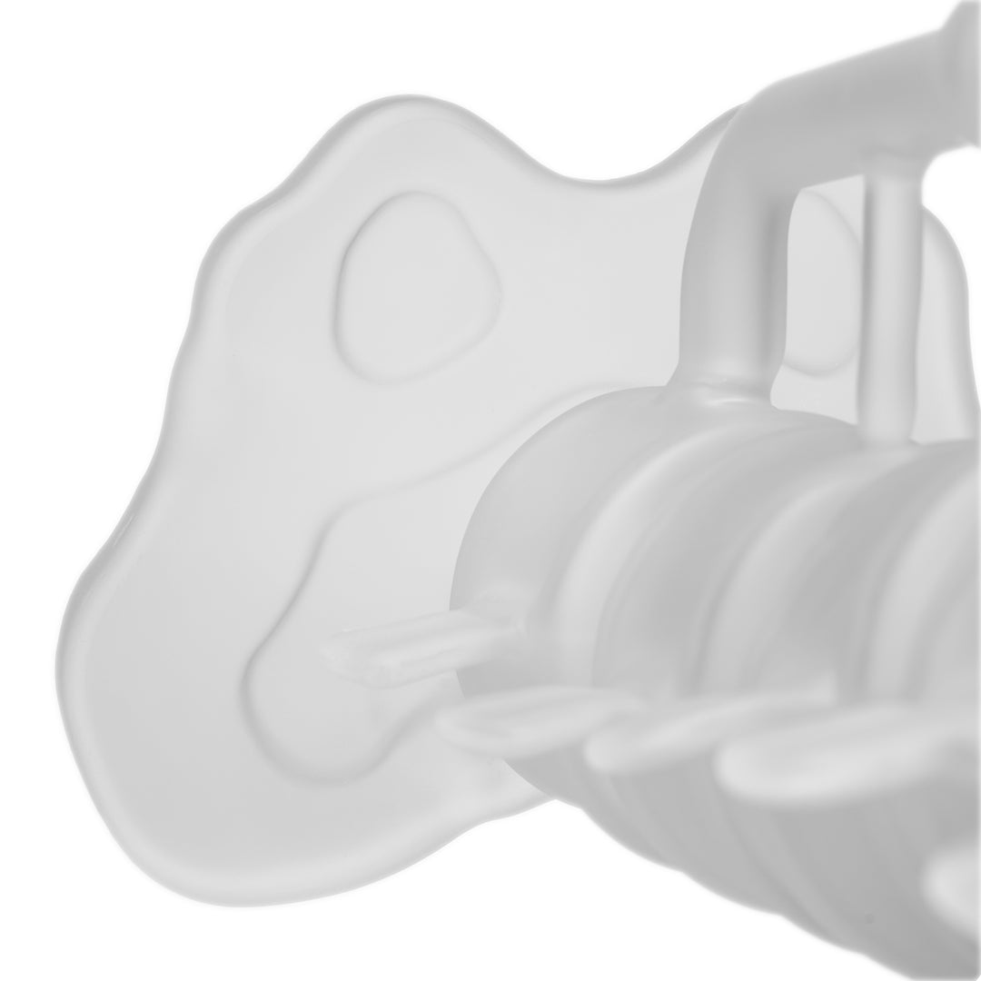 Close-up of the MJ Arsenal Skele-Tube Bong frosted bone-shaped foot seen from above