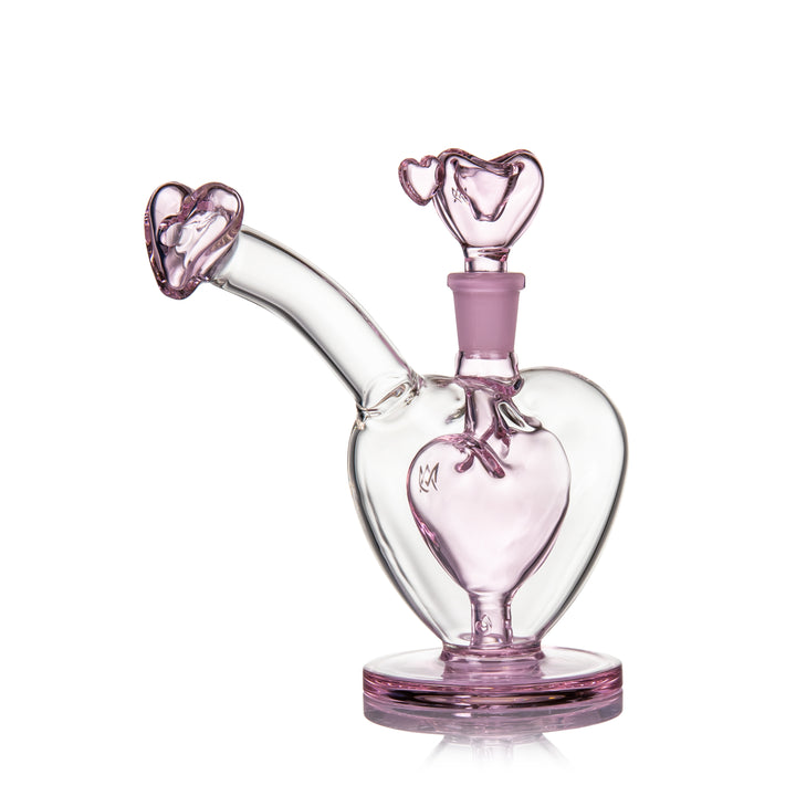 MJ Arsenal Sonnet Bubbler angled side view highlighting heart-shaped body and balanced bubbler proportions