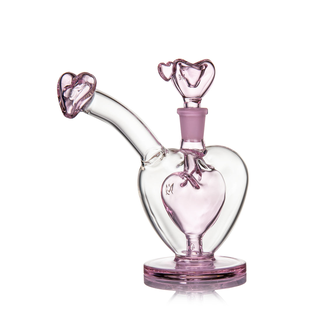 MJ Arsenal Sonnet Bubbler angled side view highlighting heart-shaped body and balanced bubbler proportions