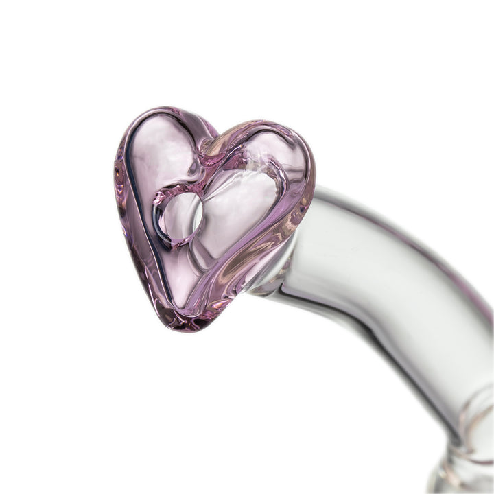MJ Arsenal Sonnet Bubbler close-up of heart accent on neck highlighting borosilicate glass craftsmanship