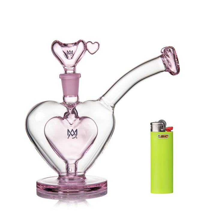 MJ Arsenal Sonnet Bubbler side view with heart-shaped mouthpiece and smooth curved intake