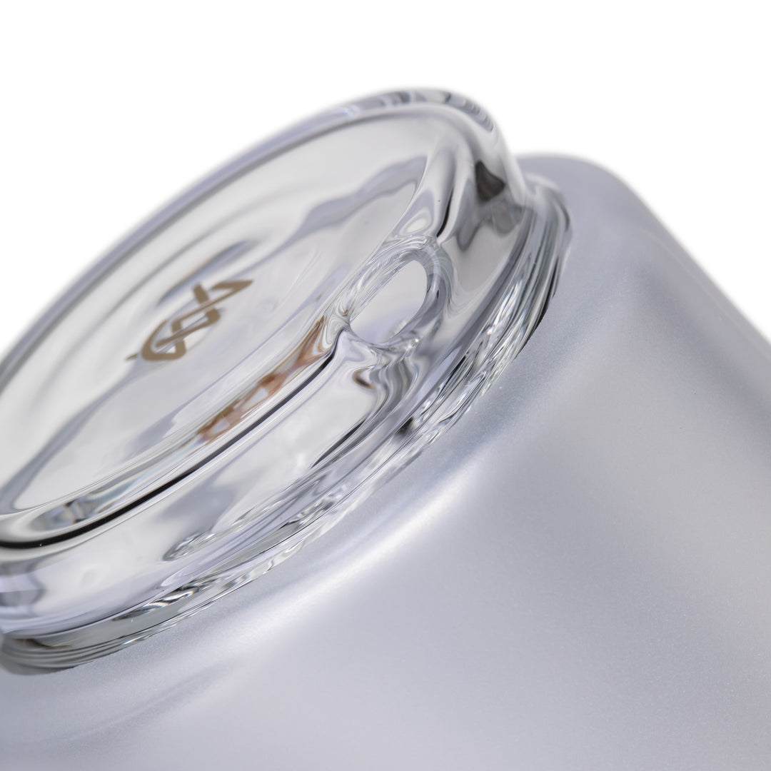 Close-up of the MJ Arsenal Specter Peak Top clear glass base rim