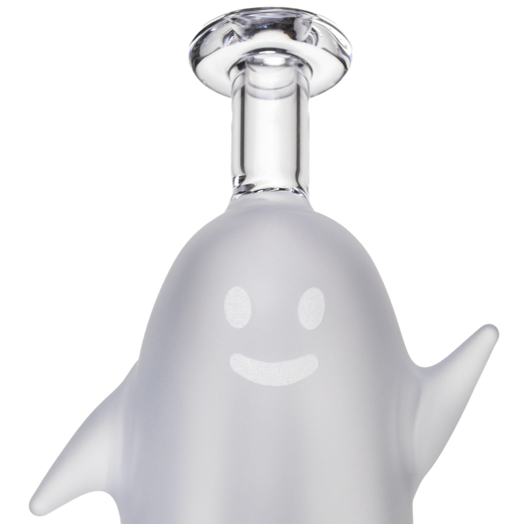 Close-up of the MJ Arsenal Specter Peak Top frosted ghost face and smile