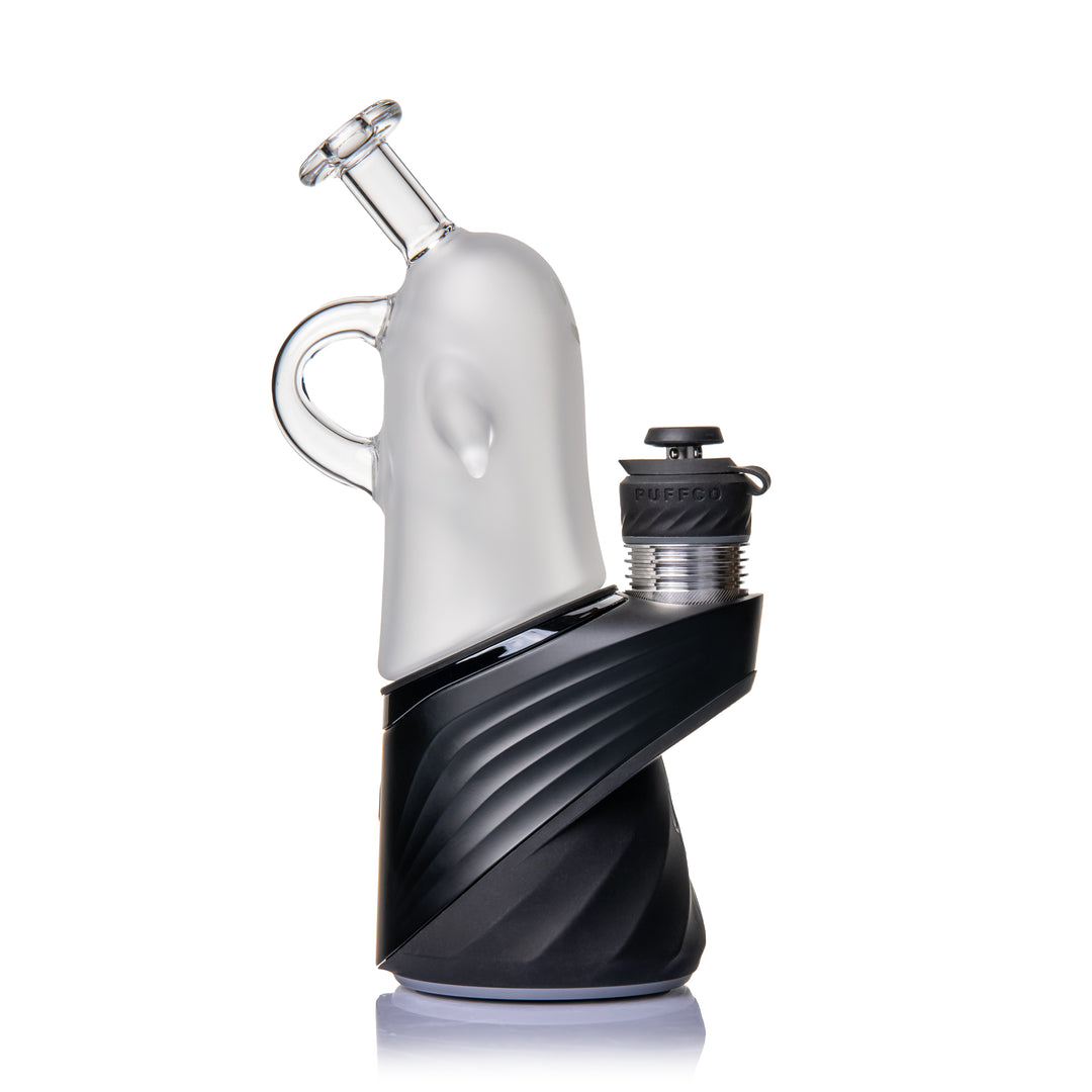 MJ Arsenal Specter Peak Top fitted on a black Puffco Peak, shown from the handle side