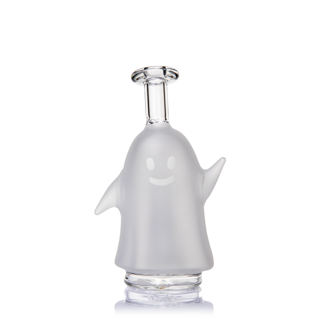 MJ Arsenal Specter Peak Top, frosted white ghost shaped glass attachment with a smiling face and clear stem