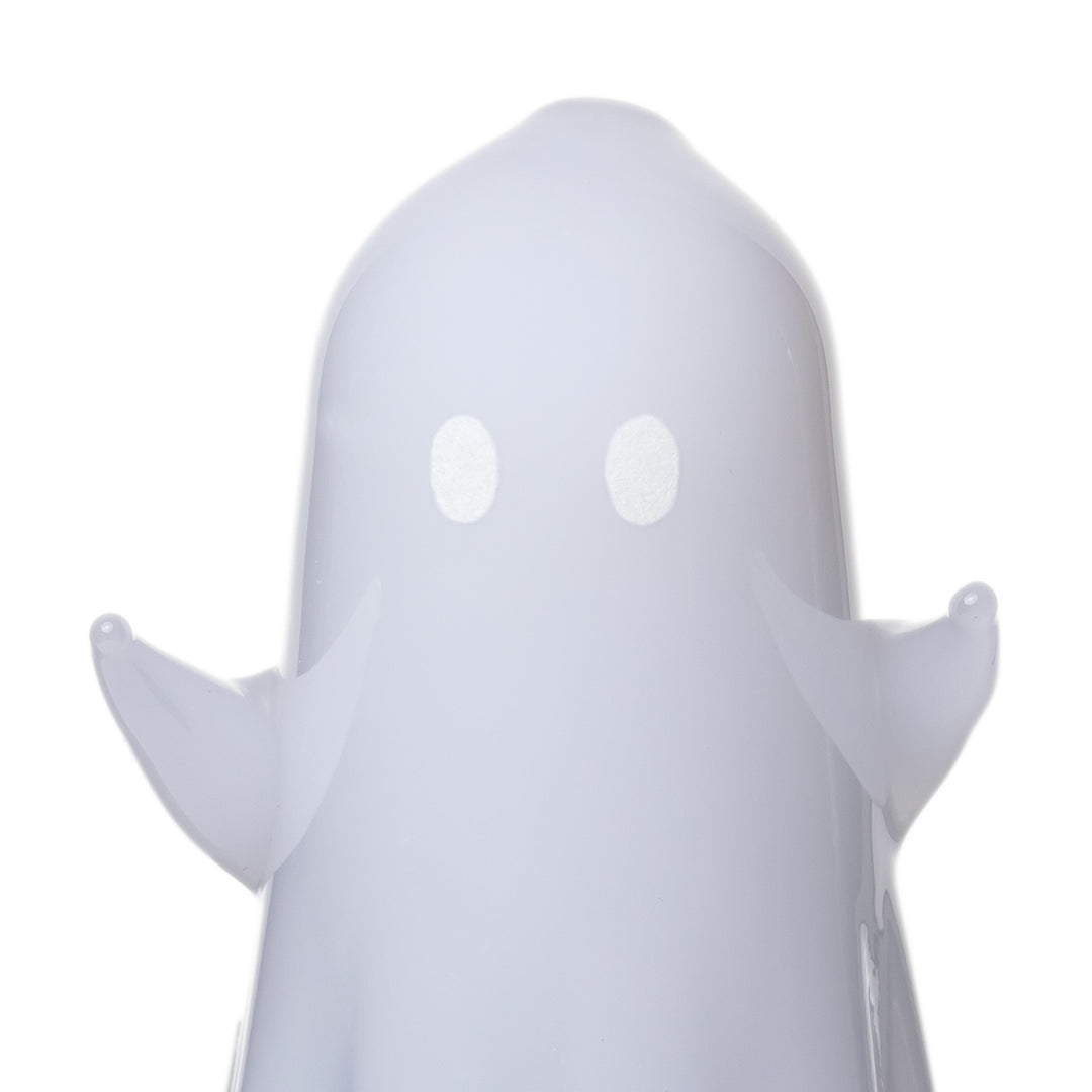 Close-up of the MJ Arsenal Specter Pivot Top frosted ghost face with its two eyes and raised arms