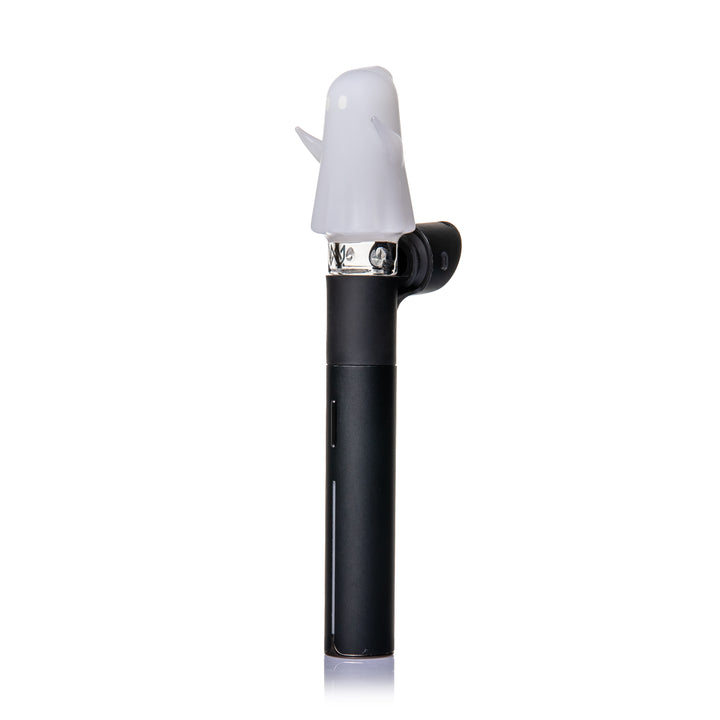 MJ Arsenal Specter Pivot Top fitted on a black Puffco Pivot, three-quarter view