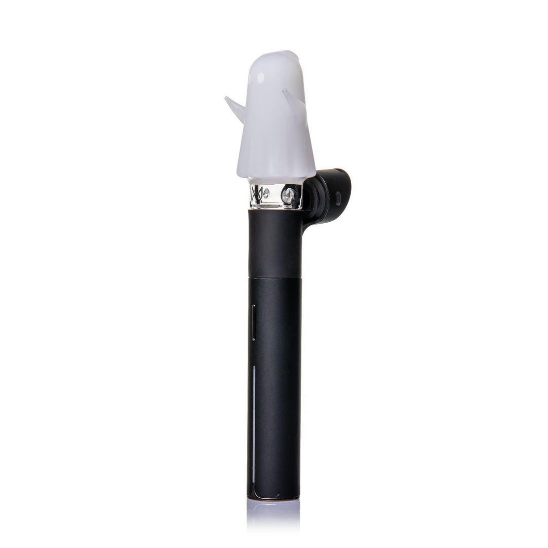 MJ Arsenal Specter Pivot Top fitted on a black Puffco Pivot, three-quarter view