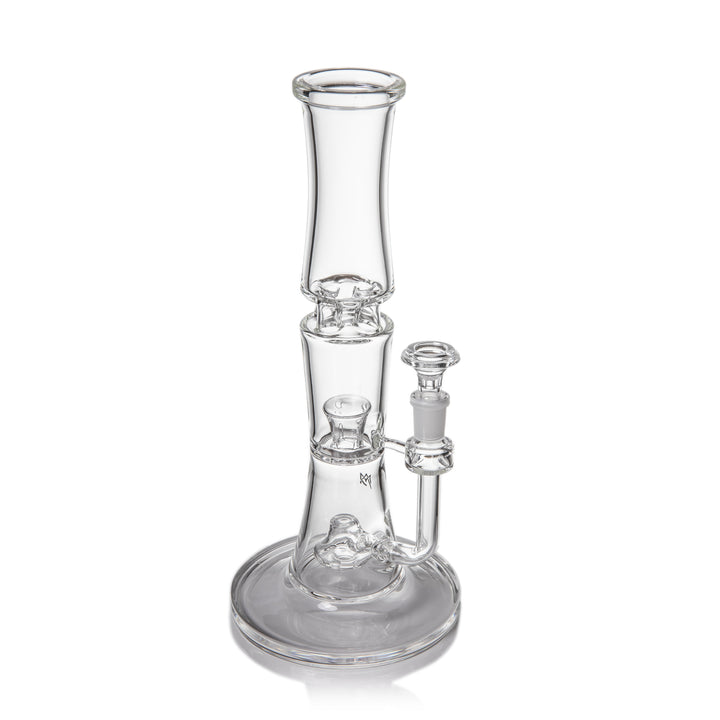 MJ Arsenal Spire Bong, close view of double perc structure