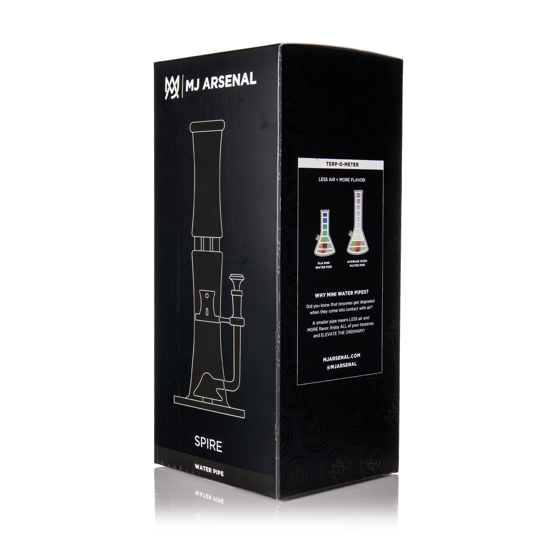 MJ Arsenal Spire Bong, retail box front packaging