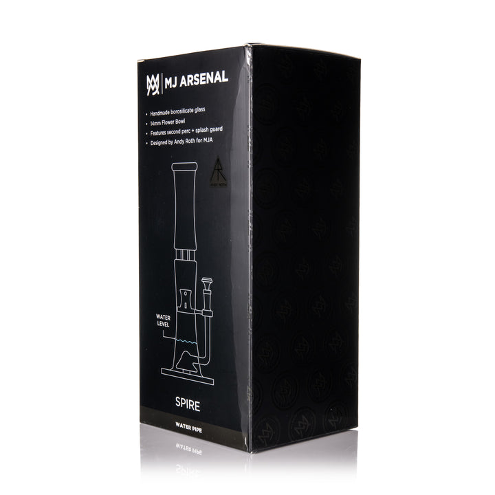 MJ Arsenal Spire Bong, retail box back packaging details
