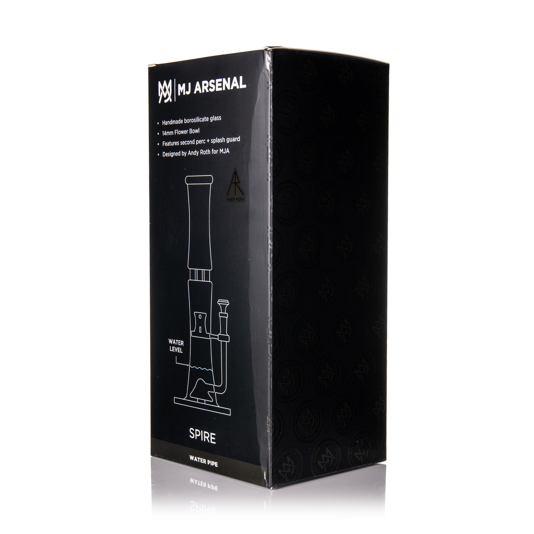 MJ Arsenal Spire Bong, retail box back packaging details