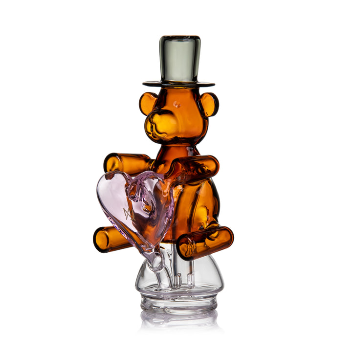 MJ Arsenal Teddy Peak Top Valentine’s Limited borosilicate glass Puffco Peak water top with teddy bear design and pink heart perc