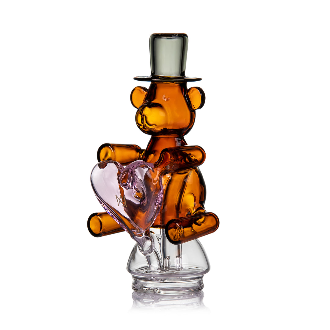 MJ Arsenal Teddy Peak Top Valentine’s Limited borosilicate glass Puffco Peak water top with teddy bear design and pink heart perc